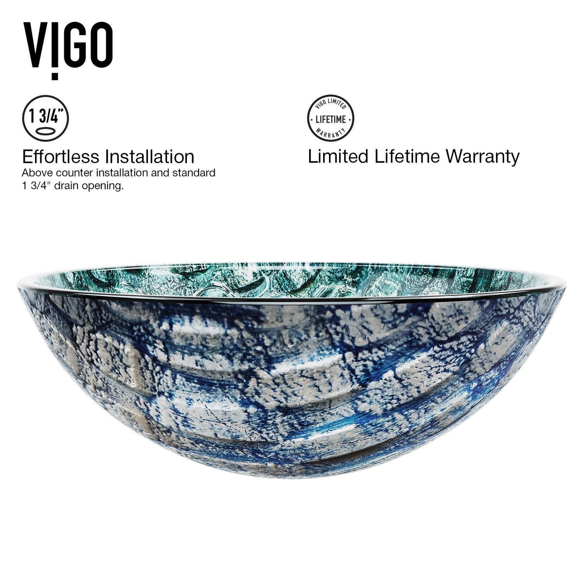 Glass Oceania Blue Bathroom Sink/Basin Set with Linus Faucet and Round Vessel F8G8 - product image 5