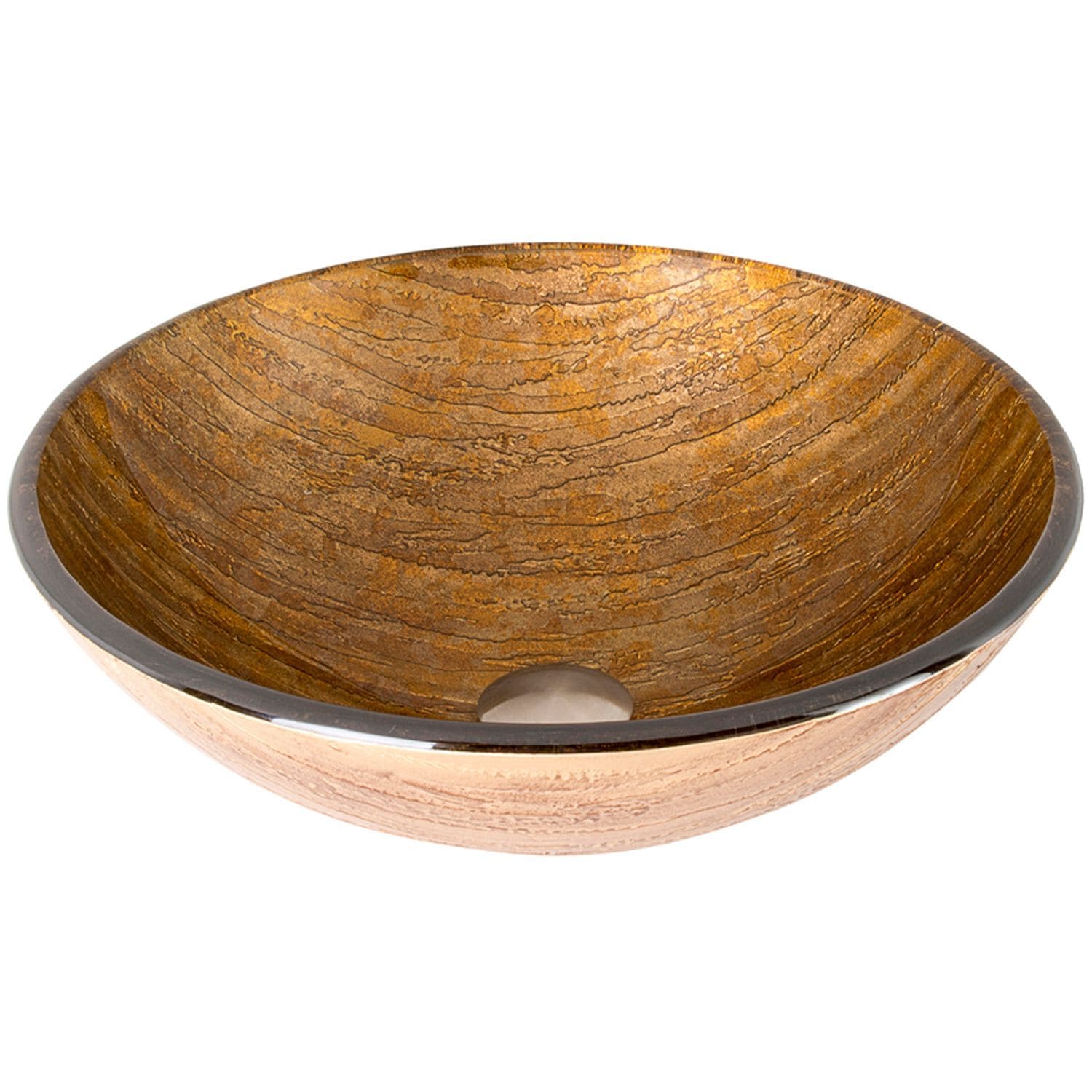 Glass Round Vessel Bathroom Sink/Basin with Rounded Edges & Deep Bowl, Amber Sunset C9A0 - product image 1