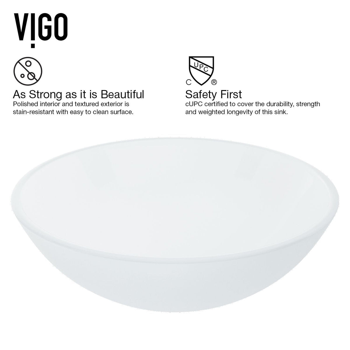 Glass Round Vessel Bathroom Sink/Basin with Rounded Edges & Deep Bowl, White U5H7 - product image 5