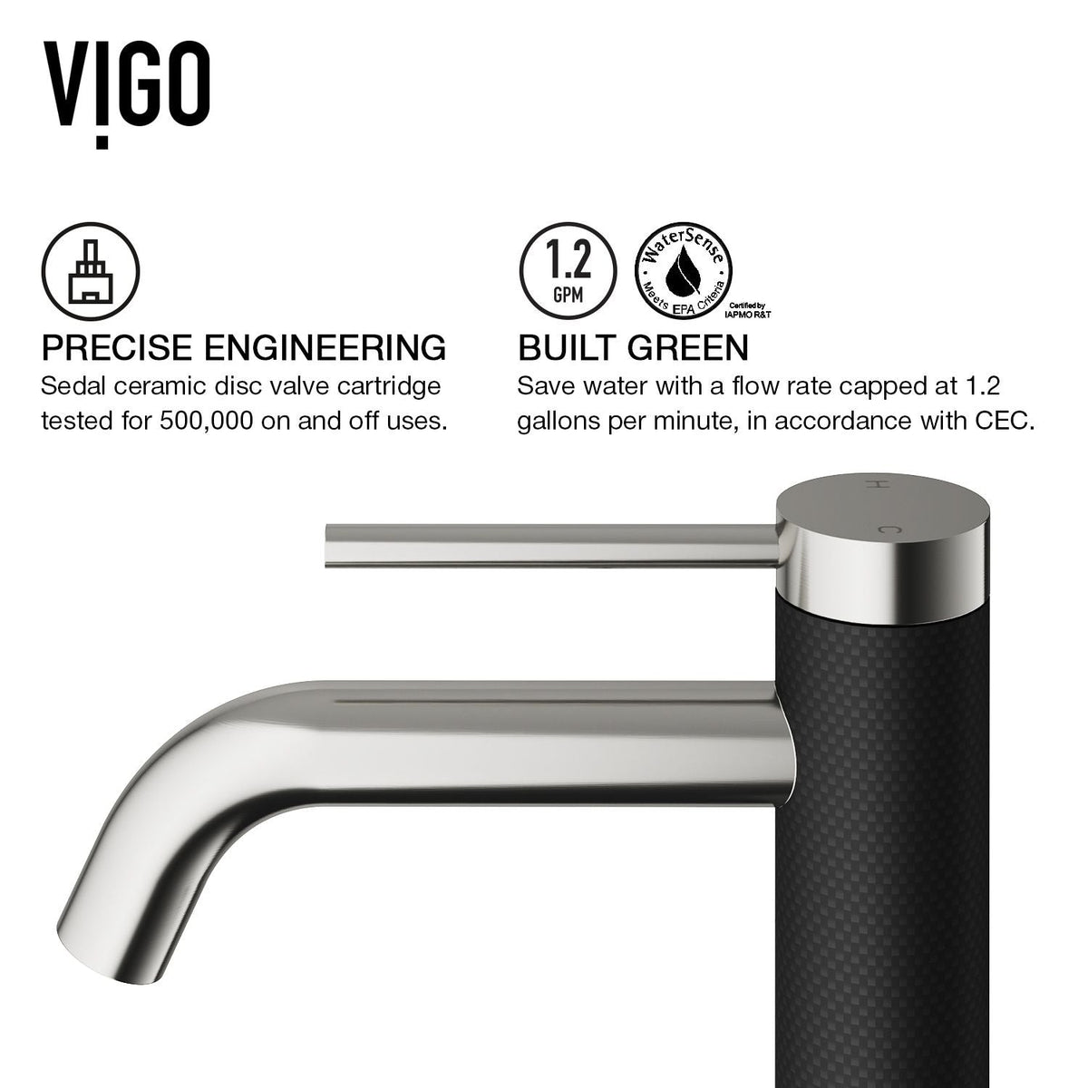 Lexington Single Handle Vessel Sink Bathroom Faucet with cFiber© Body, Brushed Nickel H1N4 - product image 8