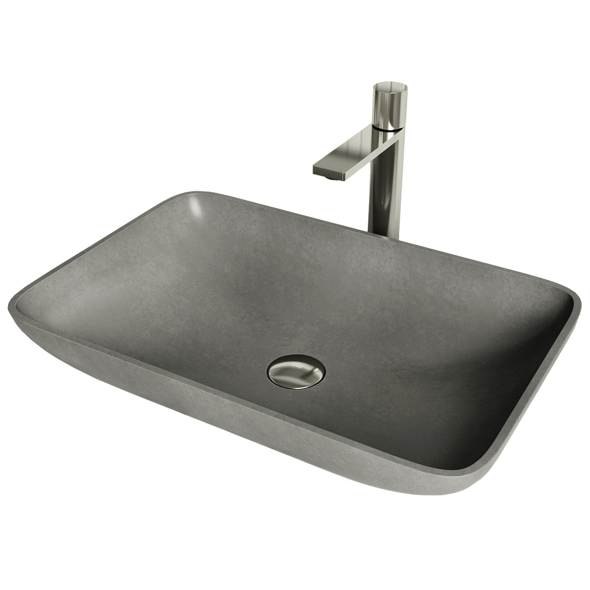 Lorca ConcretoStone Grey Bathroom Sink/Basin Set with Gotham Faucet and Rectangular Vessel G6A7 - product image 1