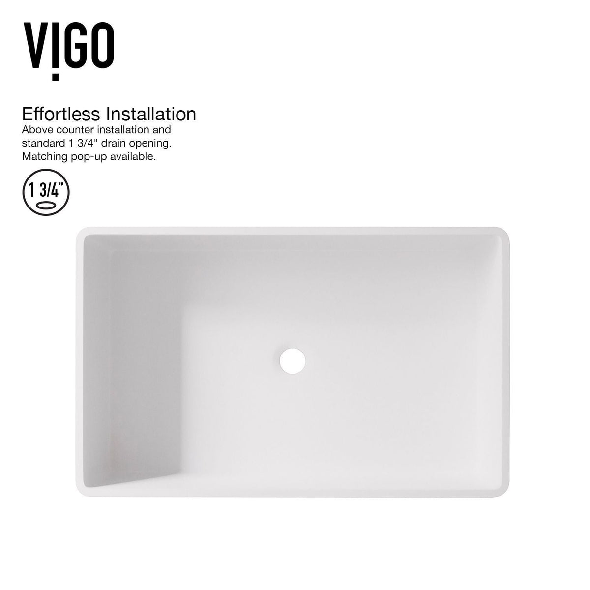 Magnolia MatteStone White Bathroom Sink/Basin Set with Cass Faucet and Rectangular Composite Vessel A8O2 - product image 6