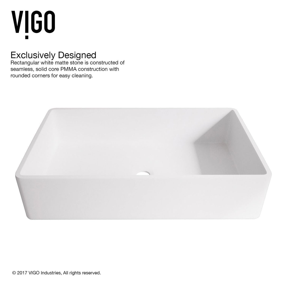 Magnolia MatteStone White Bathroom Sink/Basin Set with Niko Faucet and Rectangular Composite Vessel I6R9 - product image 7
