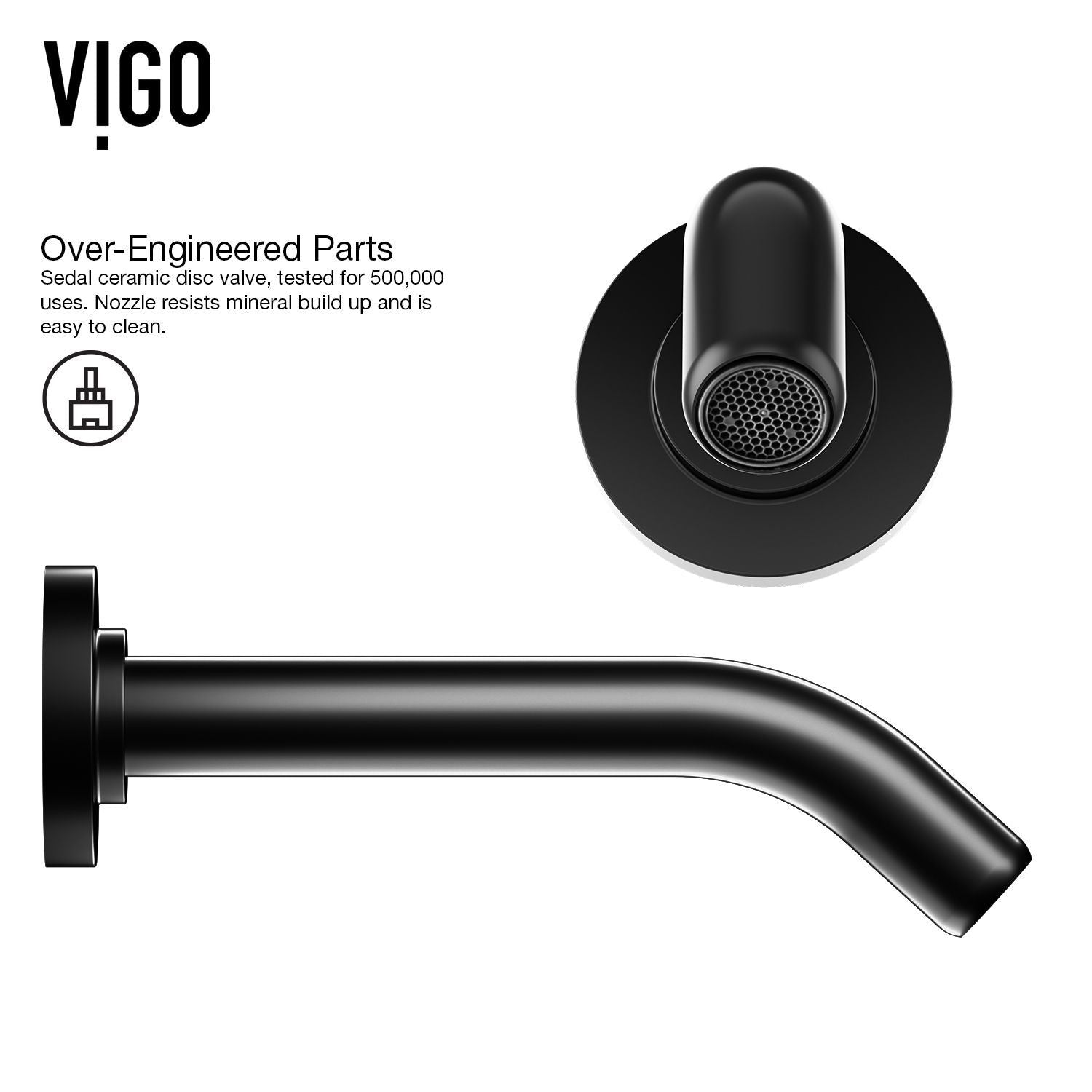 Magnolia MatteStone White Bathroom Sink/Basin Set with Olus Wall Mount Faucet and Rectangular Composite Vessel Z7H8 - product image 4
