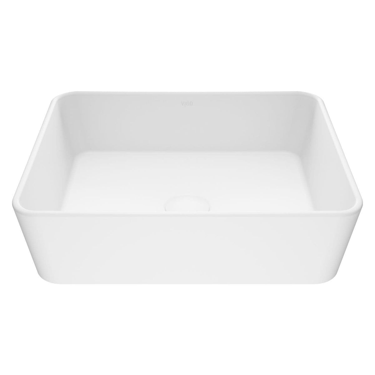 Marigold Matte Stone Rectangular Composite Vessel Bathroom Sink/Basin with Rounded Edges & Deep Bowl, White O8P4 - product image 1
