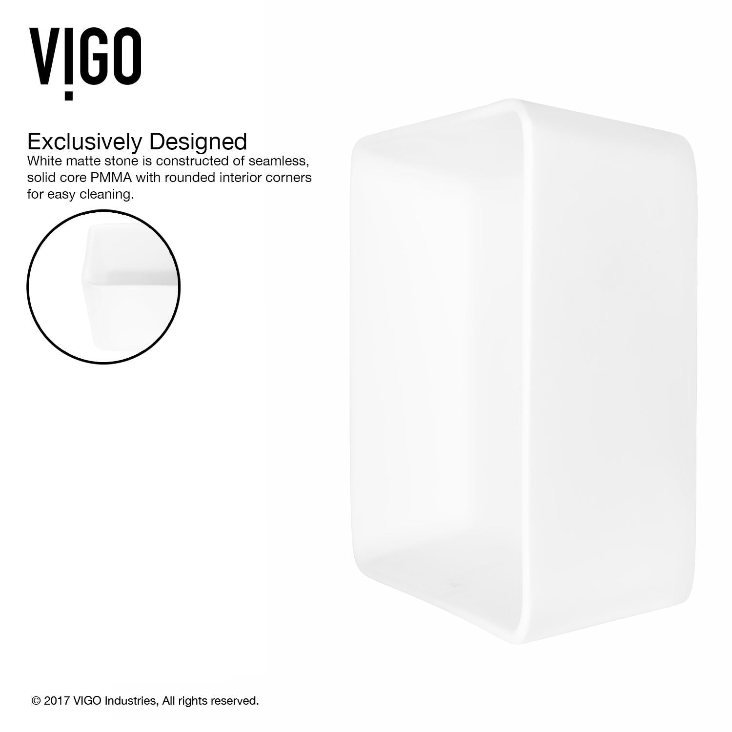 Marigold Matte Stone Rectangular Composite Vessel Bathroom Sink/Basin with Rounded Edges & Deep Bowl, White O8P4 - product image 2