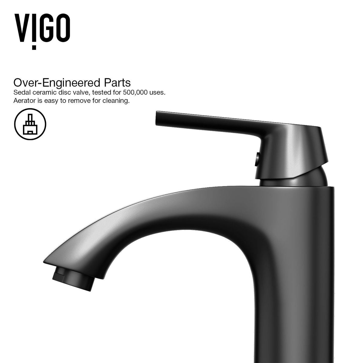 Marigold MatteStone White Bathroom Sink/Basin Set with Matte Black Linus Faucet and Rectangular Composite Vessel I7J4 - product image 6