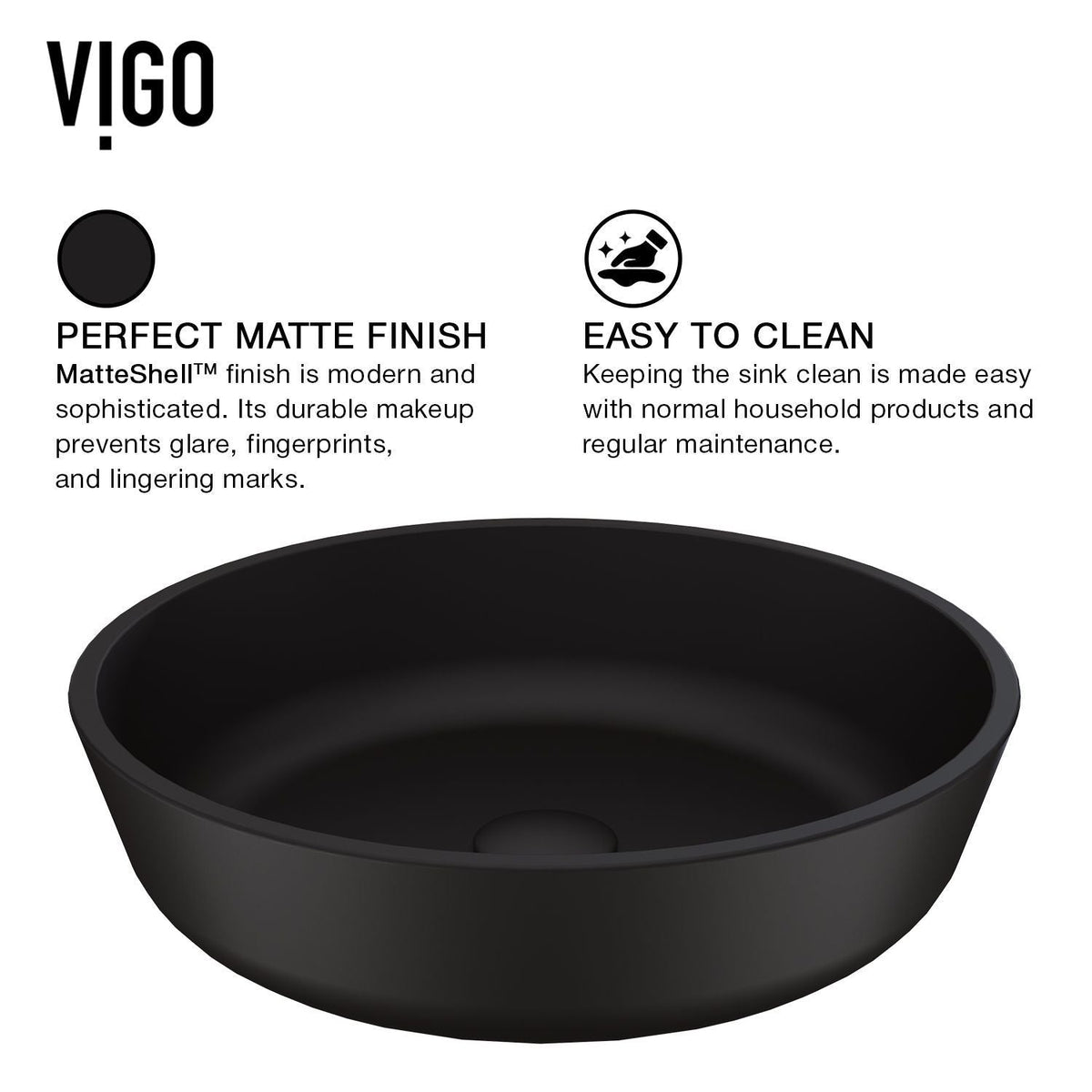 Modus Glass Round Vessel Bathroom Sink/Basin with Rounded Edges & Deep Bowl, Black V4R8 - product image 3