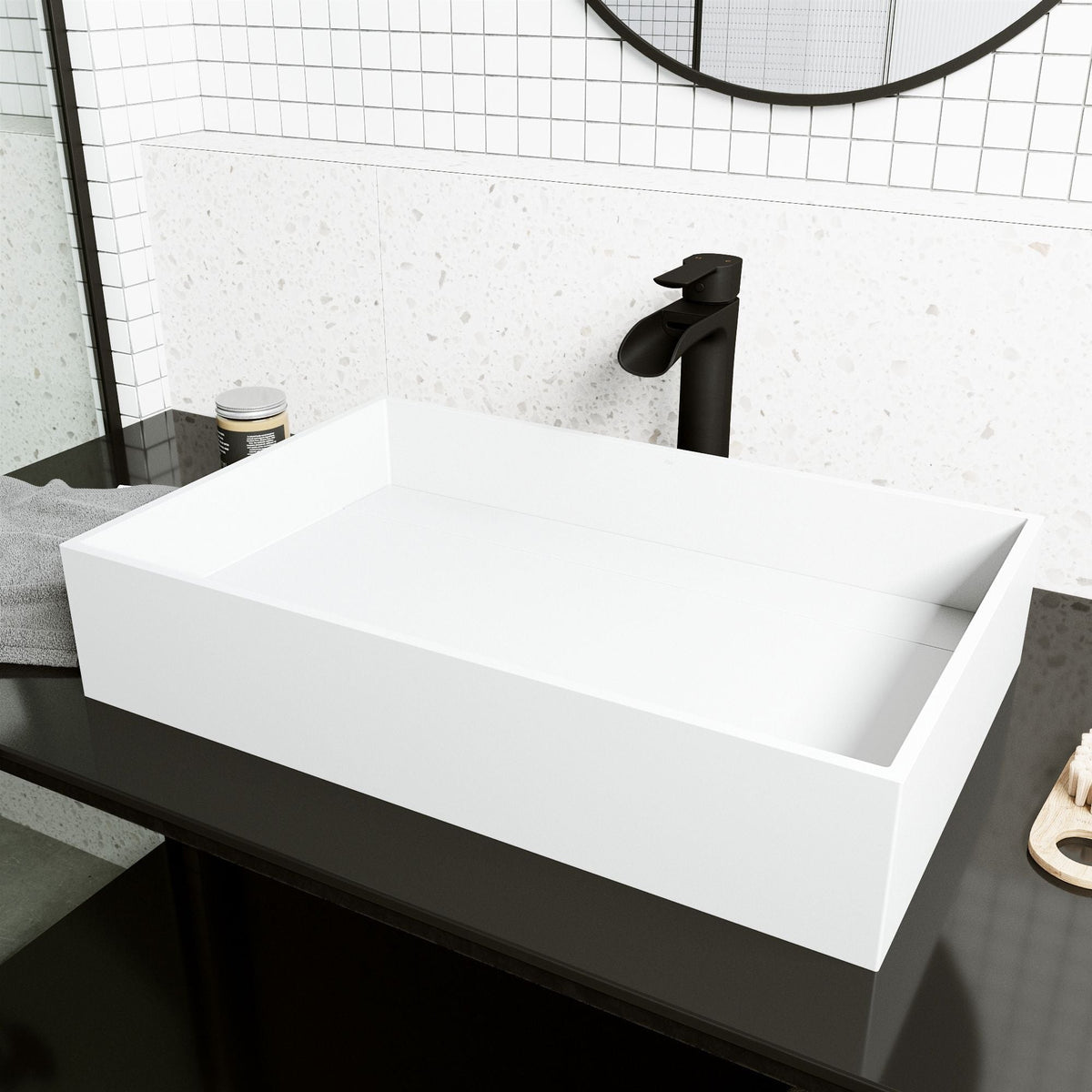 Montauk MatteStone 23x15-in Deep White Bathroom Sink/Basin with Rectangular Vessel Y2D8 - product image 6