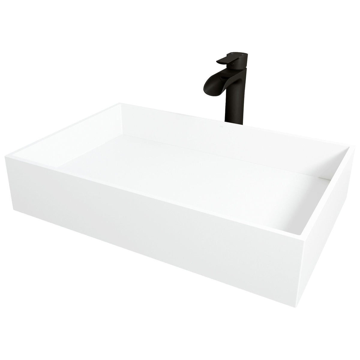 Montauk MatteStone White Bathroom Sink/Basin Set with Niko Faucet and Rectangular Composite Vessel R8Z0 - product image 1