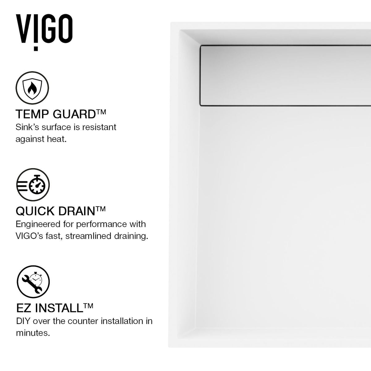Montauk MatteStone White Bathroom Sink/Basin Set with Niko Faucet and Rectangular Composite Vessel R8Z0 - product image 4