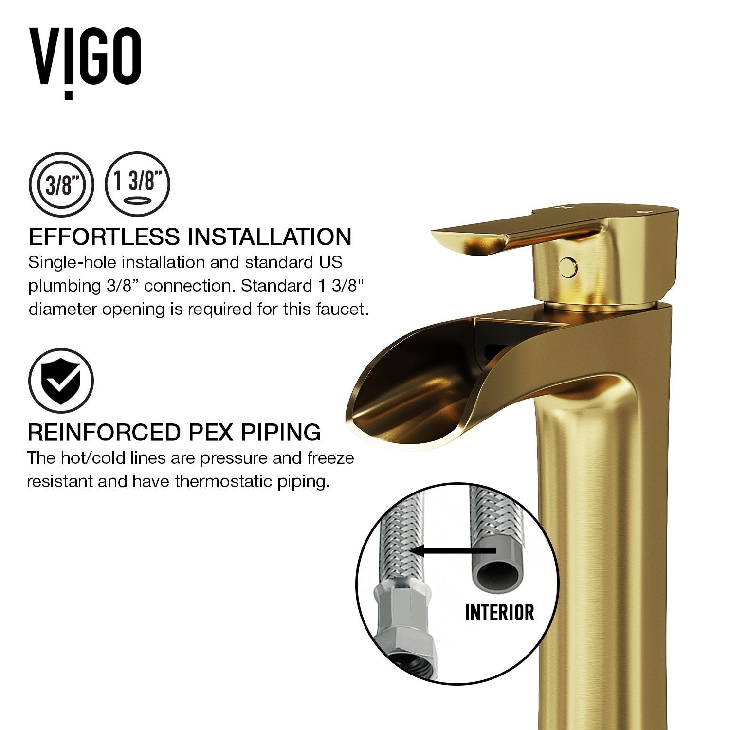 Niko Single Handle Single-Hole Bathroom Vessel Faucet in Matte Brushed Gold Z4F5 - product image 7