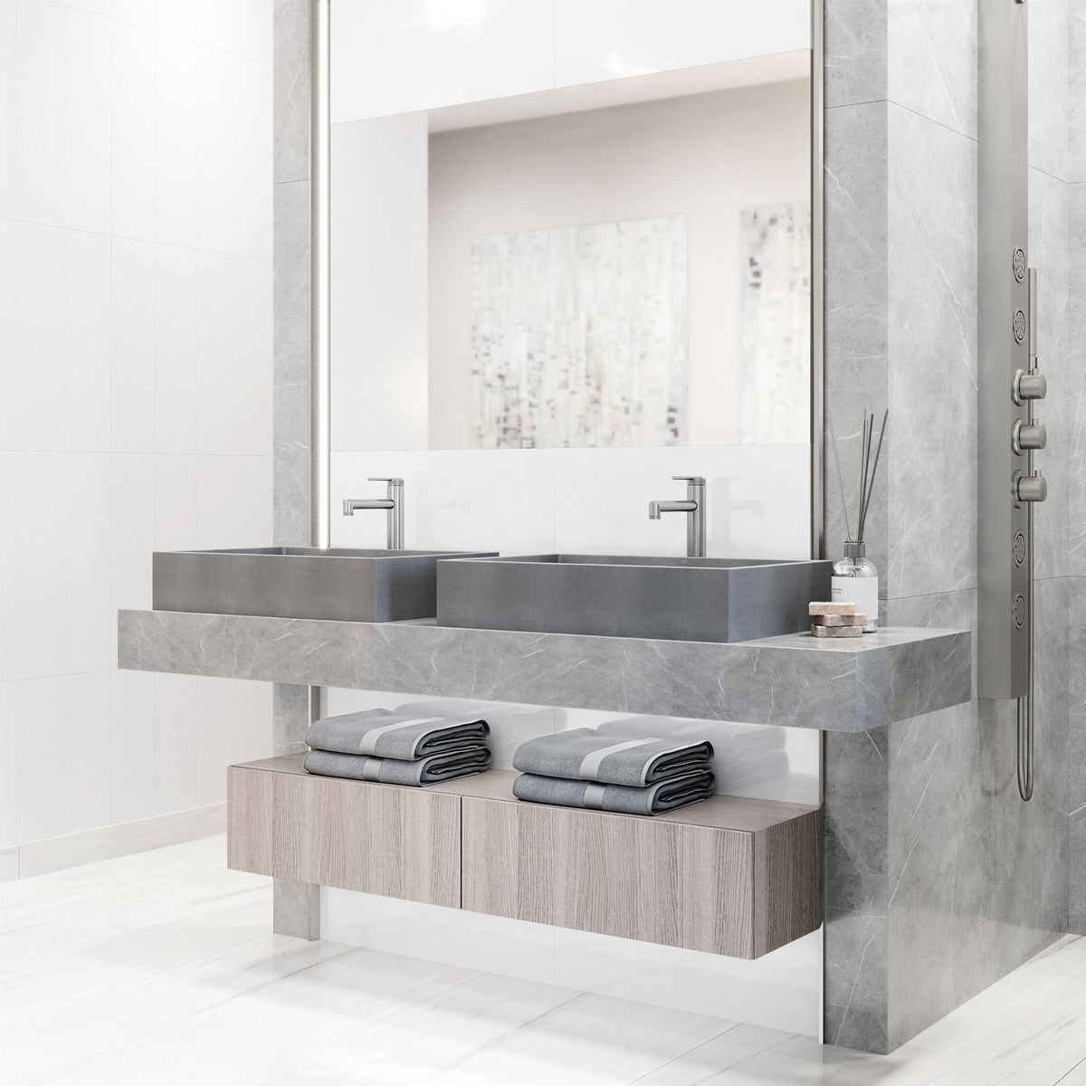 Orvieto Gothic ConcretoStone 24x15-in Deep Grey Bathroom Sink/Basin with Rectangular Vessel G5A1 - product image 4