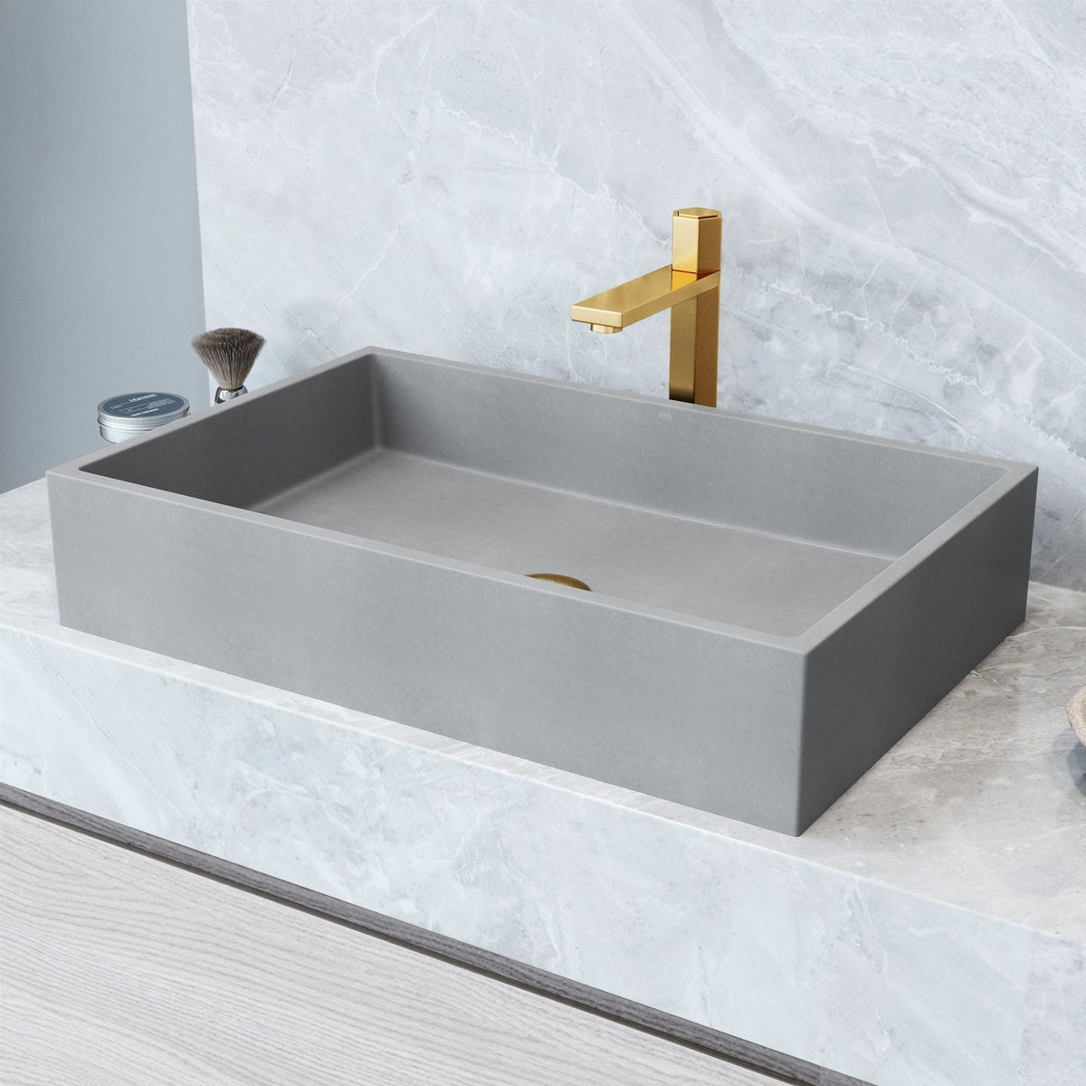 Orvieto Gothic ConcretoStone 24x15-in Deep Grey Bathroom Sink/Basin with Rectangular Vessel G5A1 - product image 6