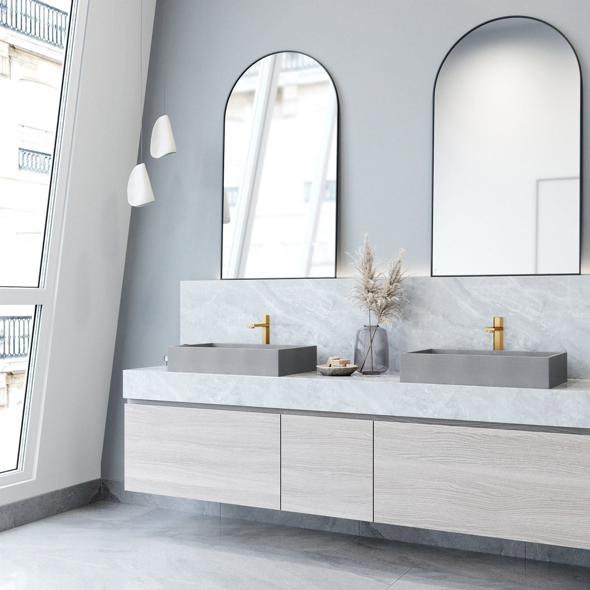 Orvieto Gothic ConcretoStone 24x15-in Deep Grey Bathroom Sink/Basin with Rectangular Vessel G5A1 - product image 7