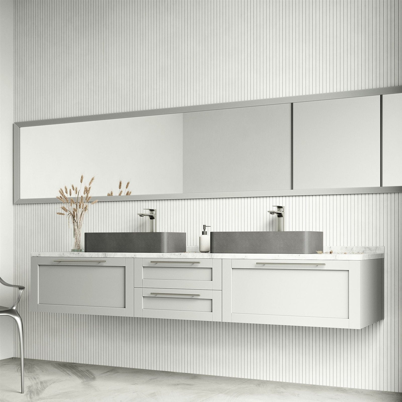 Palazzo Gothic ConcretoStone 24x11-in Deep Grey Bathroom Sink/Basin with Rectangular Vessel H2E6 - product image 5