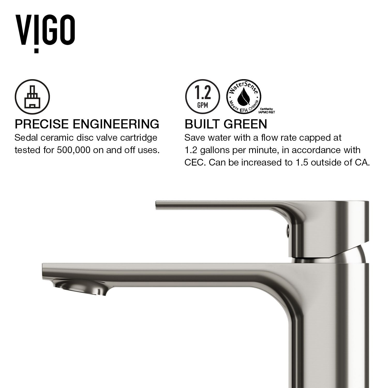 Palazzo Gothic ConcretoStone Grey Bathroom Sink/Basin Set with Niko Faucet and Rectangular Vessel G3G6 - product image 7