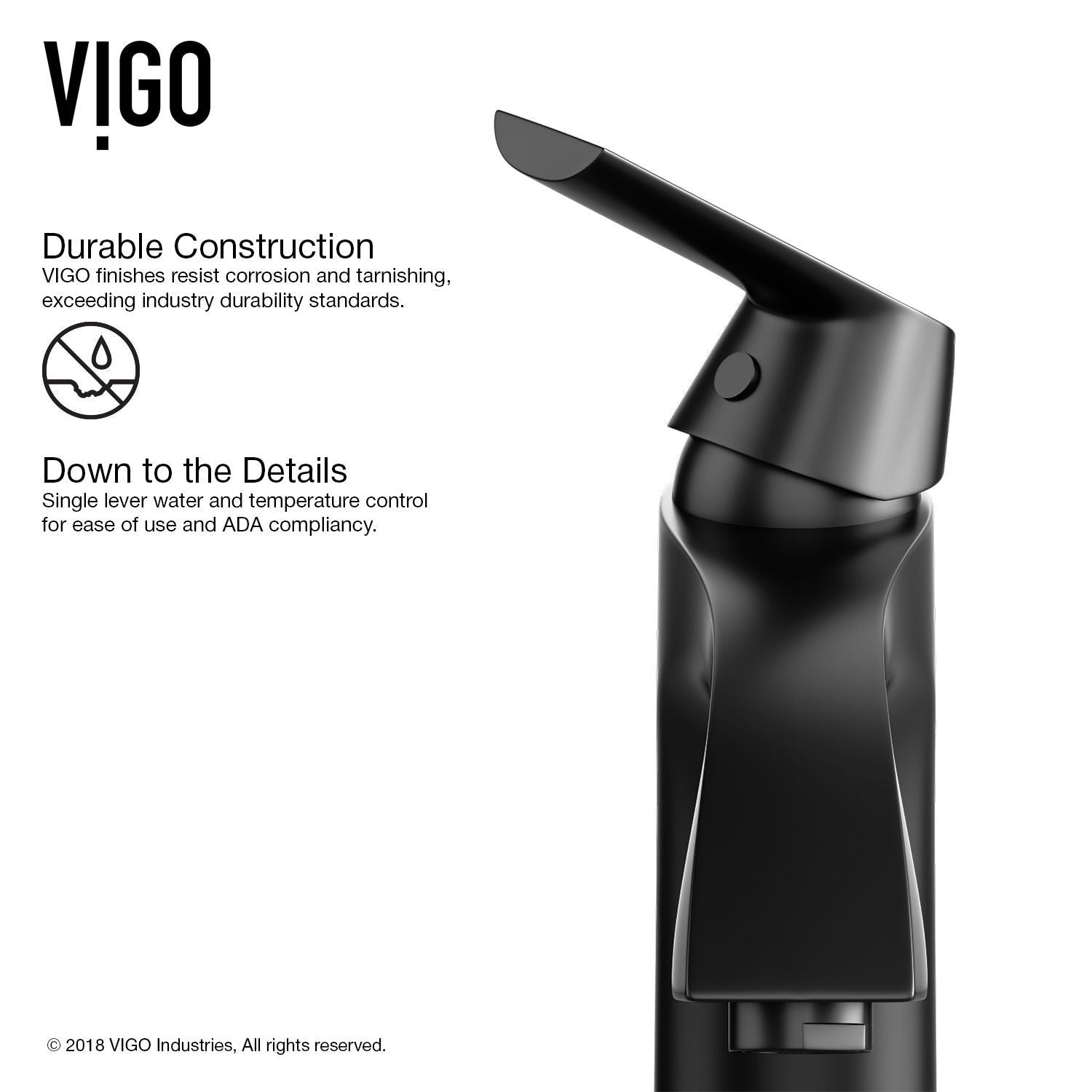 Penela Single Handle Single Hole Bathroom Sink Faucet, Matte Black R0C6 - product image 4