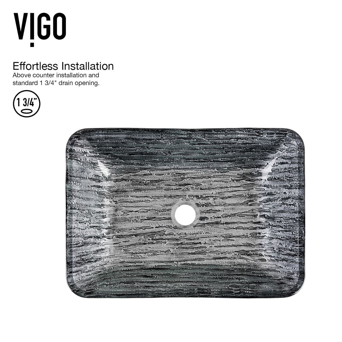 Titanium Glass Slate Grey Bathroom Sink/Basin Set with Lexington Faucet and Rectangular Vessel J6X4 - product image 3