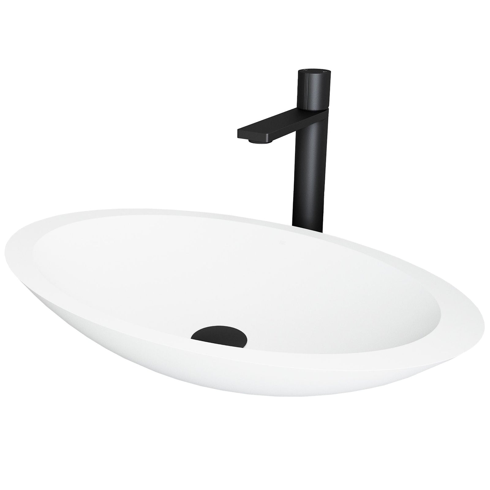 Wisteria MatteStone White Bathroom Sink/Basin Set with Gotham Faucet and Oval Composite Vessel V8L8 - product image 1
