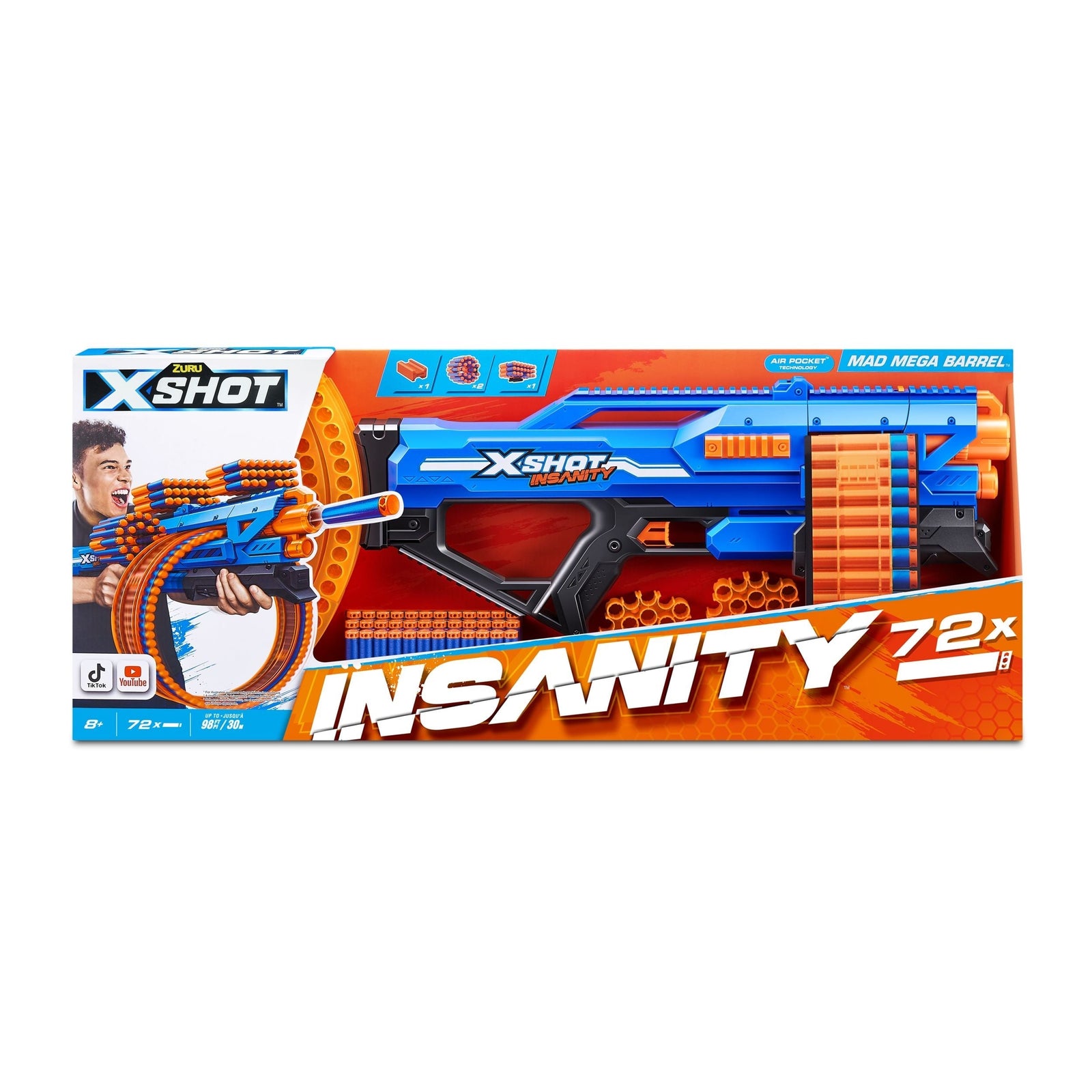 Insanity S1 Mad Mega Barrel Dart Blaster, 72-Darts, Ages 8+ N4R6 - product image 2