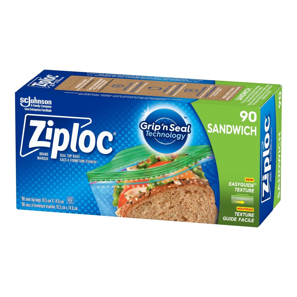 Grip'n Seal Plastic Sandwich Bags, 750-mL, 90-pk Y0A6 - product image 1