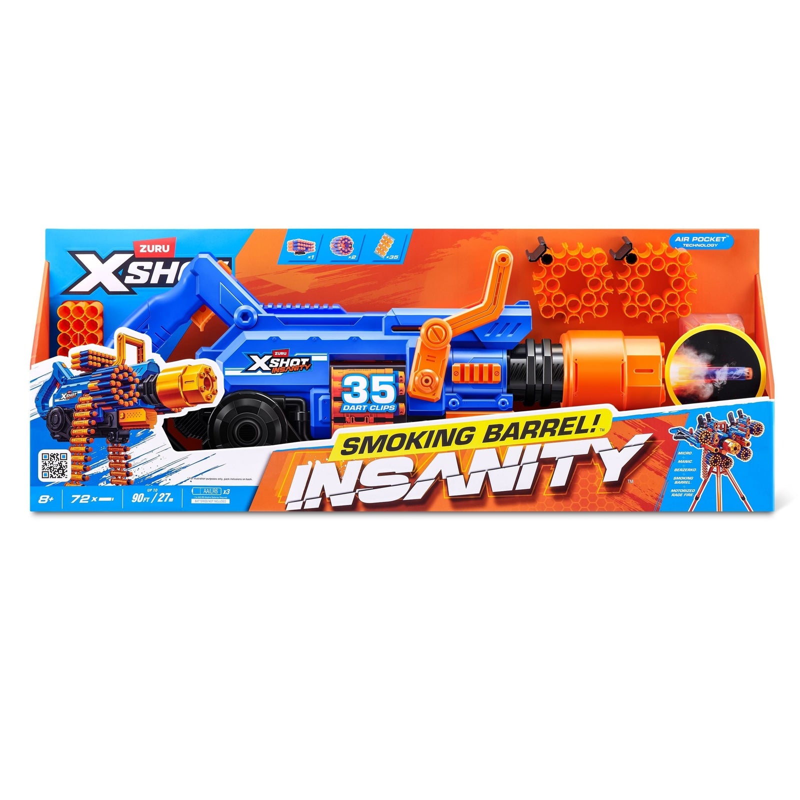X-Shot Insanity Smoking Barrel Foam Dart Toy Blaster with 72 Darts Q1J3 - product image 6
