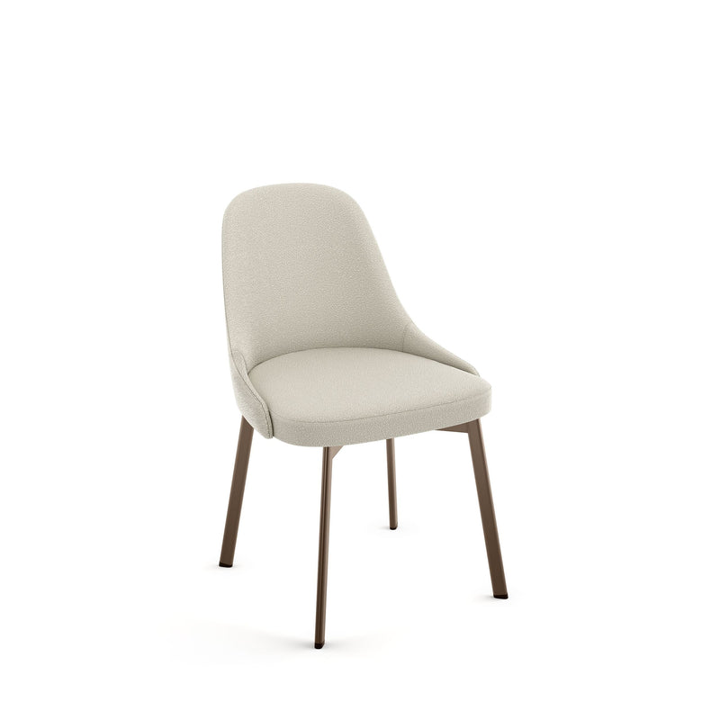 Harper Upholstered Dining Chair, Boucle Polyester Fabric & Bronze Metal Frame J2M4
