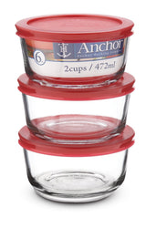 Round Glass Storage Container Set with Lids, 3 Count E6Y4 - product image 1