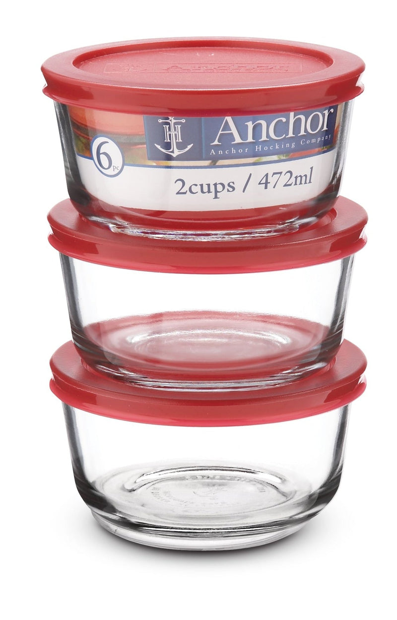 Round Glass Storage Container Set with Lids, 3 Count Z7P3
