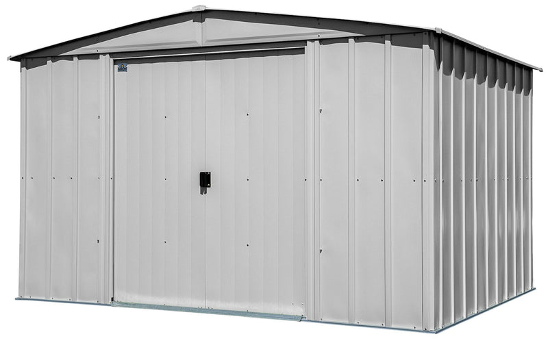 Classic Galvanized Steel Storage Shed, Flute Grey, 10-ft x 8-ft V1J9