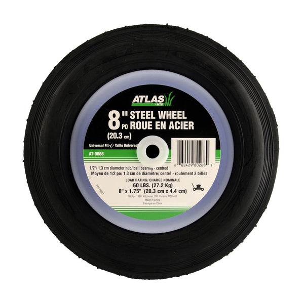 Steel Lawn Mower Replacement Wheel with Ball Bearings, 8-in x 1.5-in U3E8