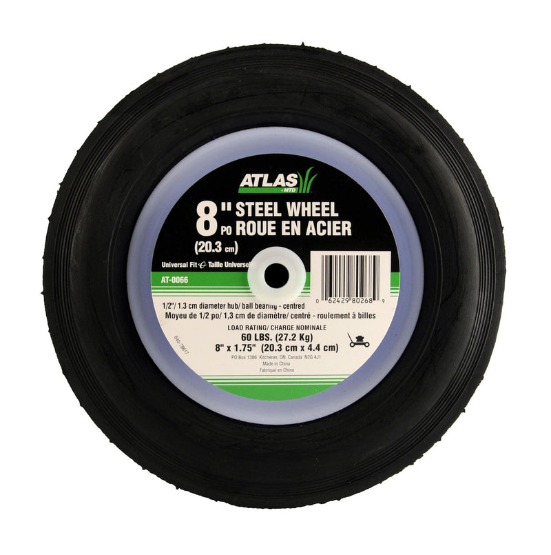 Steel Lawn Mower Replacement Wheel with Ball Bearings, 8-in x 1.5-in U3E8