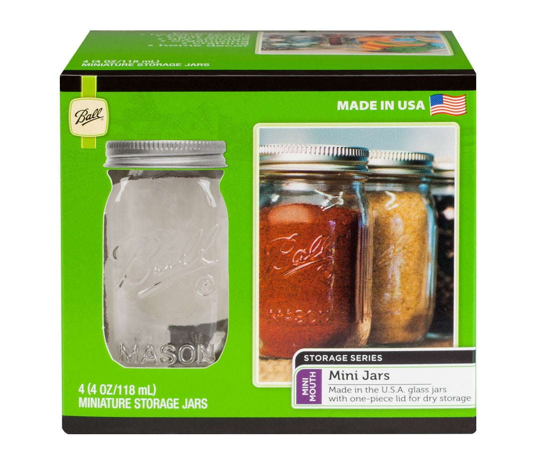 Ball Miniature Glass Jars with Storage Lids, 118 mL, 4 Count G1Z6 - product image 1