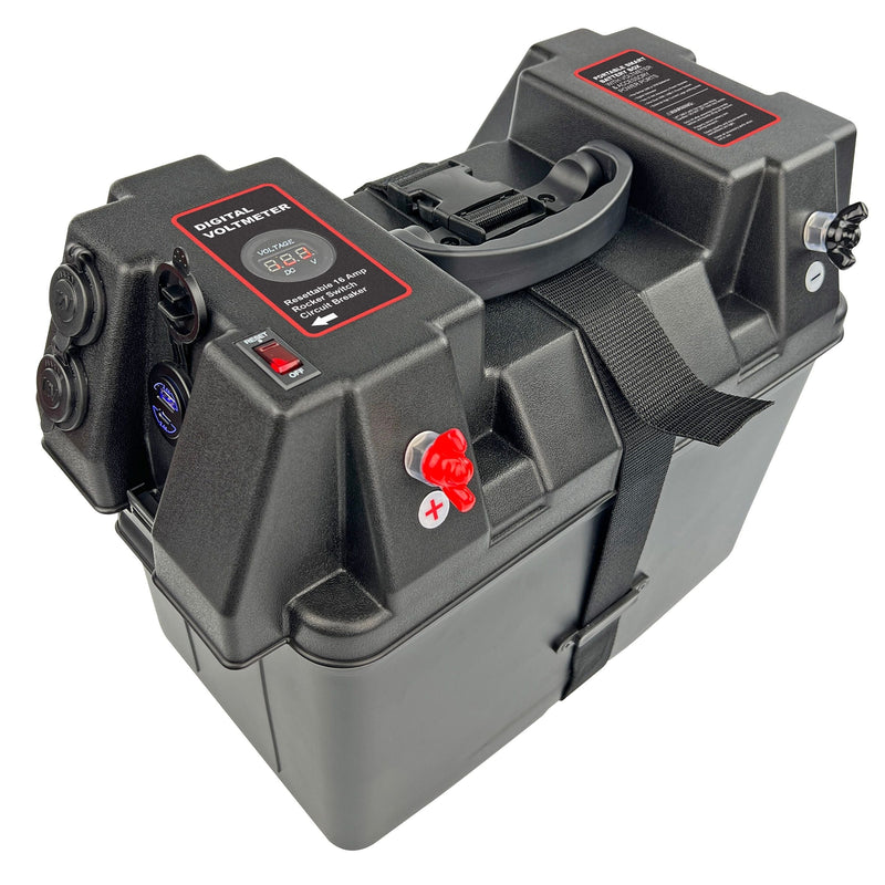 Battery Box Power Station with Charge Indicator, Black Q3V0