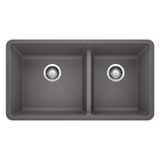 Precis SILGRANIT 33-in 60/40 Double Bowl Undermount Kitchen Sink, Cinder W7R8 - product image 1