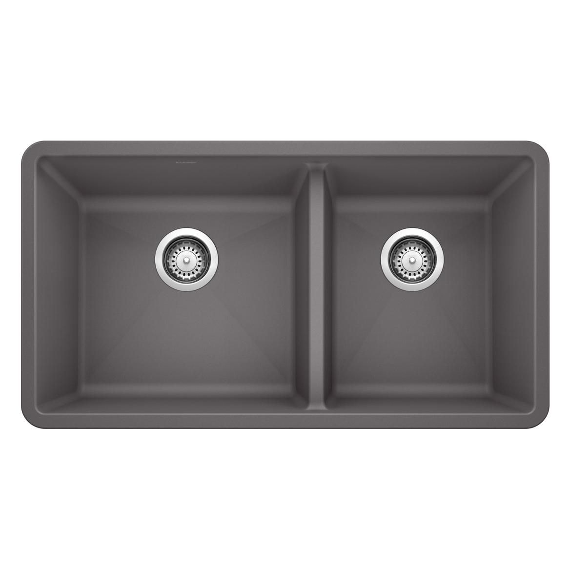 Precis SILGRANIT 33-in 60/40 Double Bowl Undermount Kitchen Sink, Cinder W7R8 - product image 1