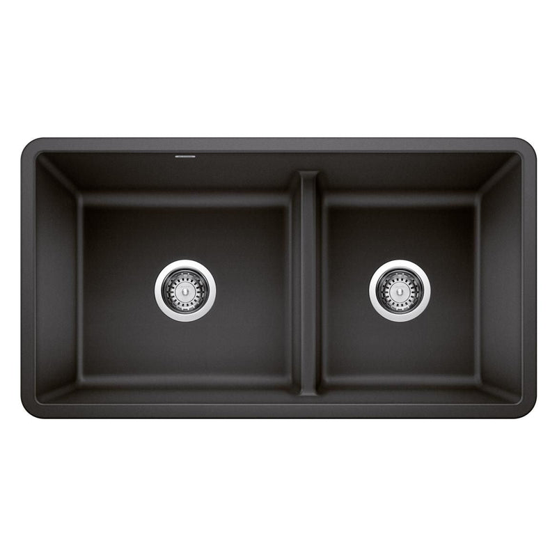 Precis SILGRANIT 33-in 60/40 Reversible Double Bowl Undermount Kitchen Sink with Low Divide, Anthracite M6W5