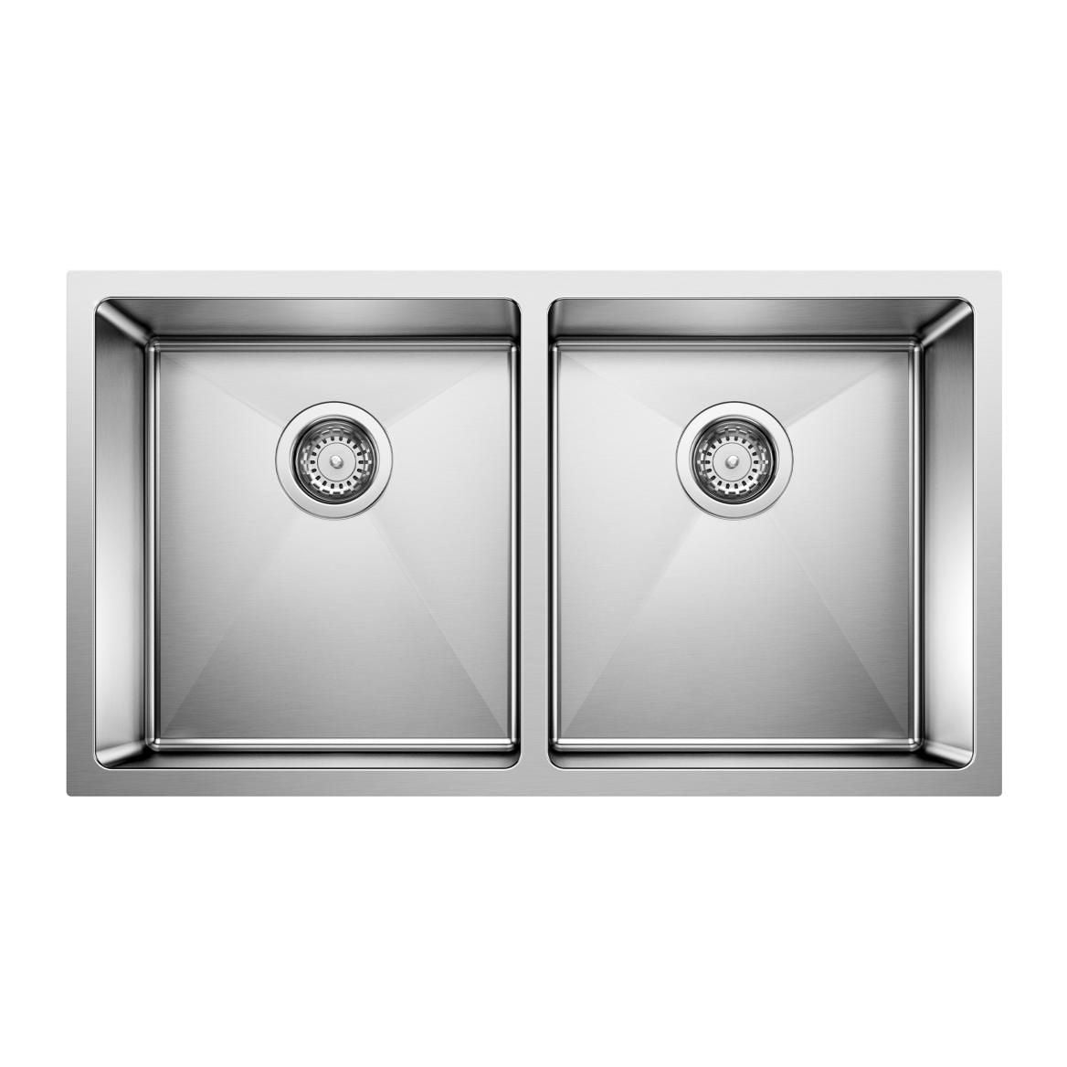 Quatrus R15 32-in 50/50 Double Bowl Undermount Stainless Steel Kitchen Sink E3M6 - product image 1