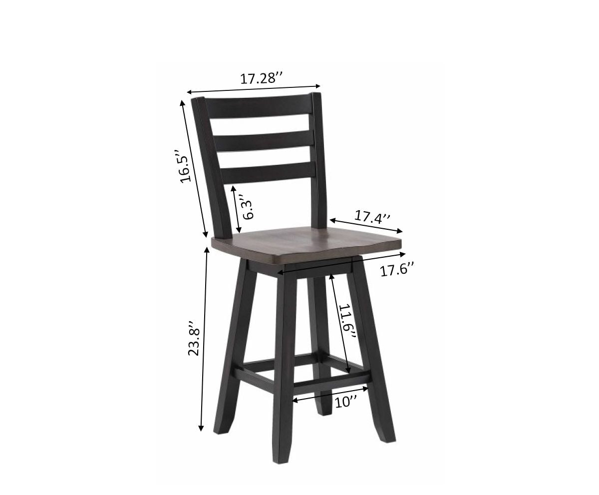 Aaron Oak/Dark Grey Swivel Counter/Bar Stool with Back Rest, 2-pc X2A8 - product image 3