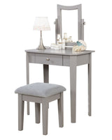 Cece 1-Drawer Grey Dressing Table Makeup Vanity Set with Stool and Mirror R3C3 - product image 3