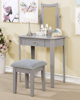 Cece 1-Drawer Grey Dressing Table Makeup Vanity Set with Stool and Mirror R3C3 - product image 4