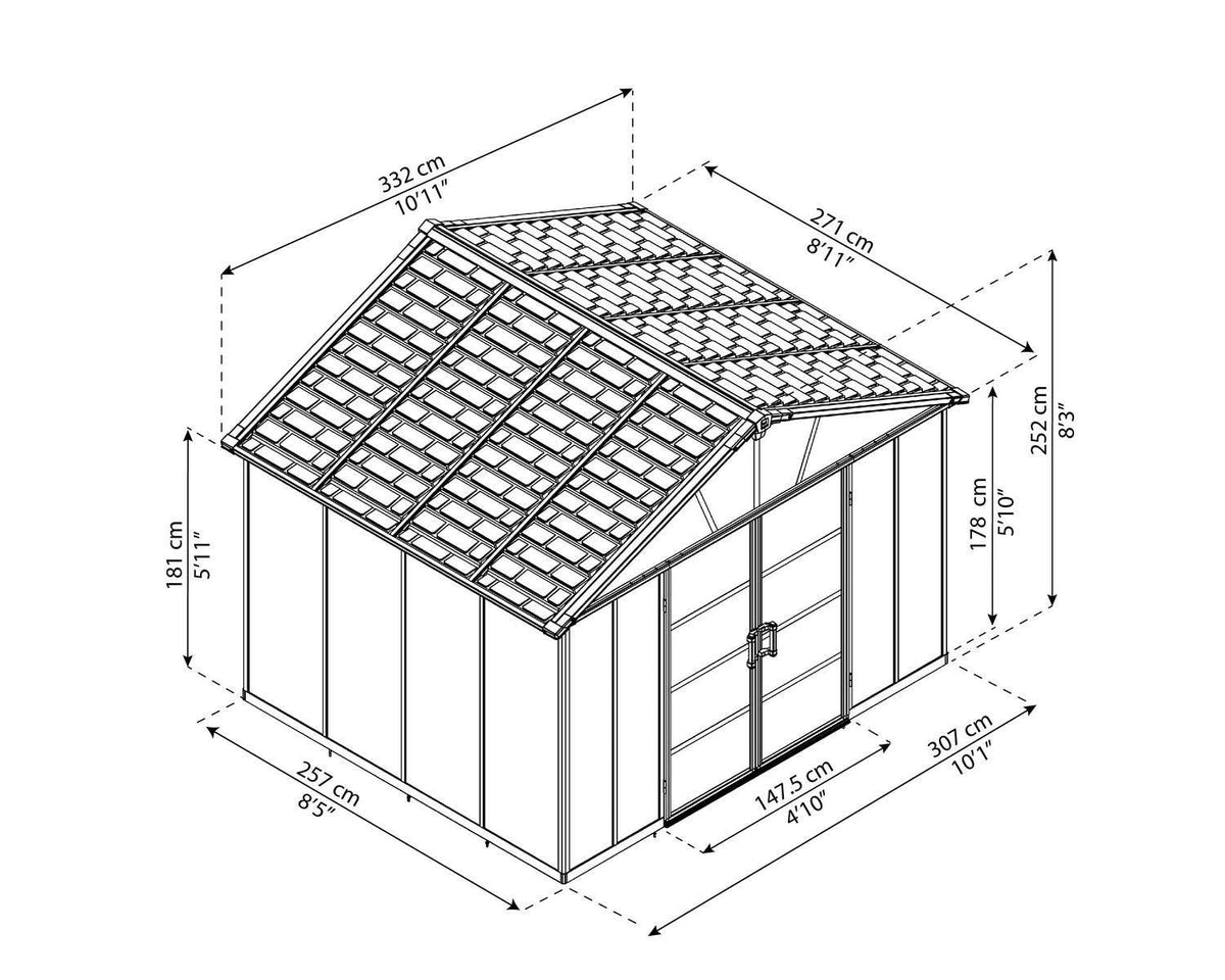 Multi-Function Polycarbonate Yukon Shed, 11x9-ft X9D2 - product image 8
