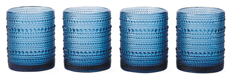 Blue Hobnail Glasses, Durable Glass Build, 4-pk Y0J2