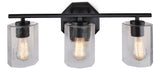 Bridgewater 3-Light Vanity Light Fixture with Rippled Glass Shade, Black C0L2 - product image 1
