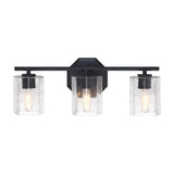 Bridgewater 3-Light Vanity Light Fixture with Rippled Glass Shade, Black C0L2 - product image 2