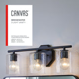 Bridgewater 3-Light Vanity Light Fixture with Rippled Glass Shade, Black C0L2 - product image 4