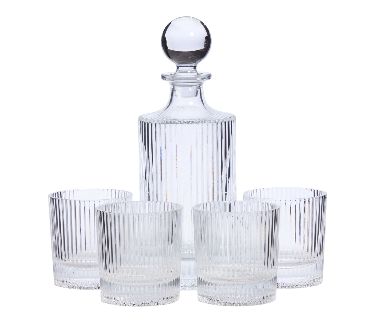 Fluted Decanter & Glasses Set, 5-pc O7V1 - product image 1