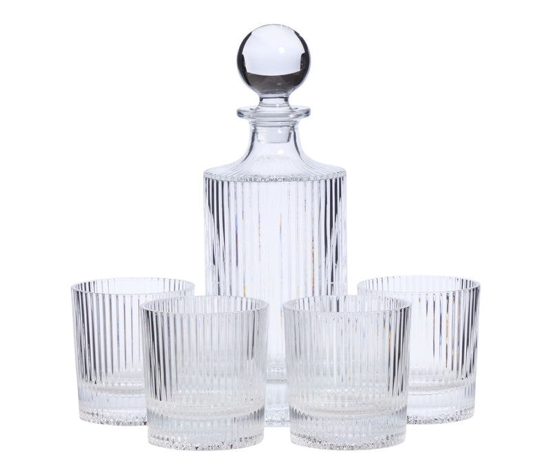 Fluted Decanter & Glasses Set, 5-pc O7V1