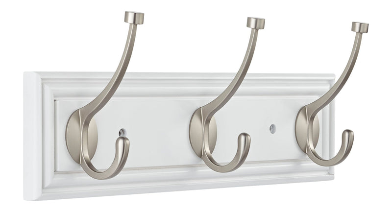 Galena Stainless Steel 3-Hook Rail, White, 16-in N5M2